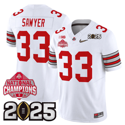 Men's O.State Buckeyes "Heritage Stripe" Jersey - 2025 CFP Final + 2024 National Champions Patch