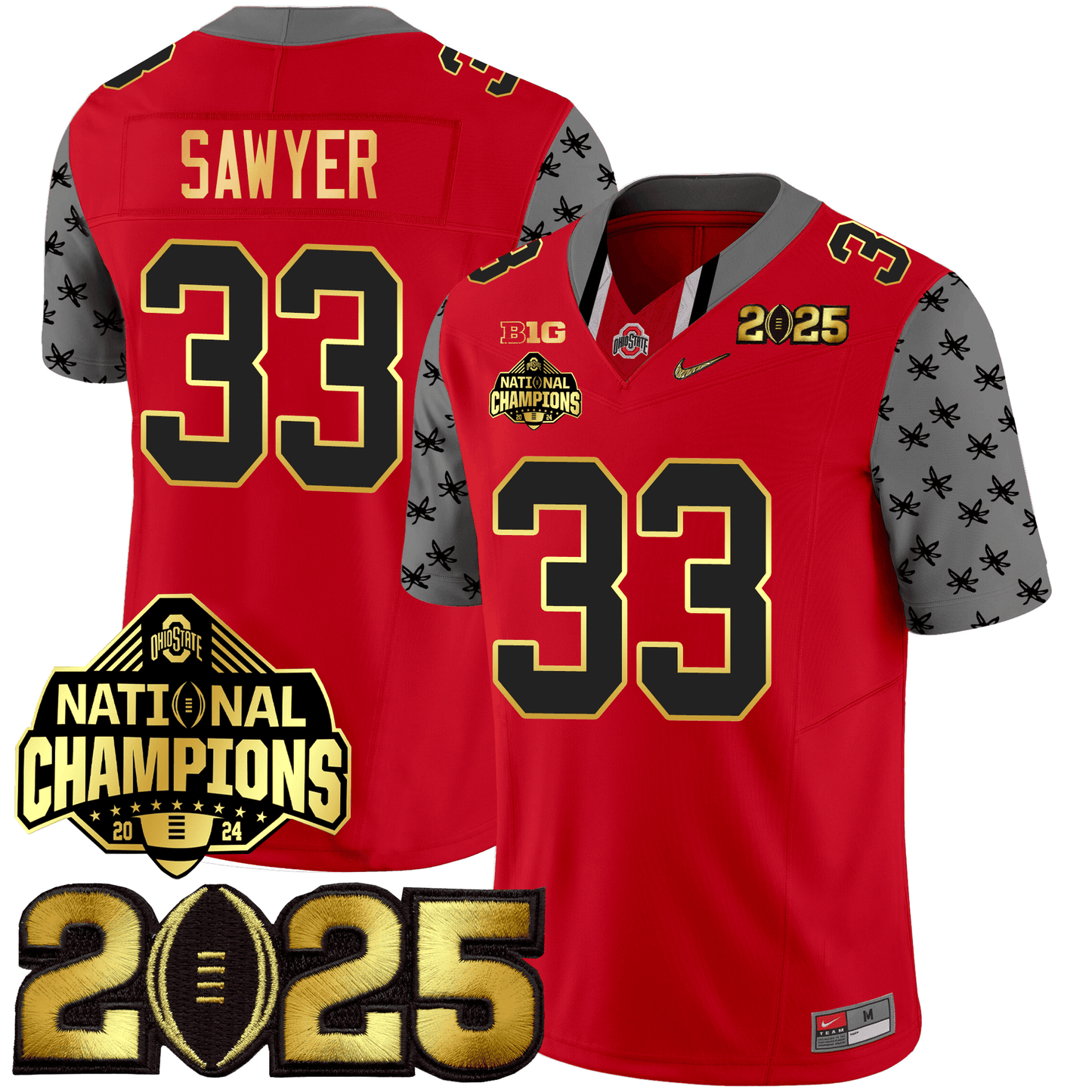 Men's O.State Buckeyes Special & Gold Edition Jersey - CFP Final + National Champions Patch
